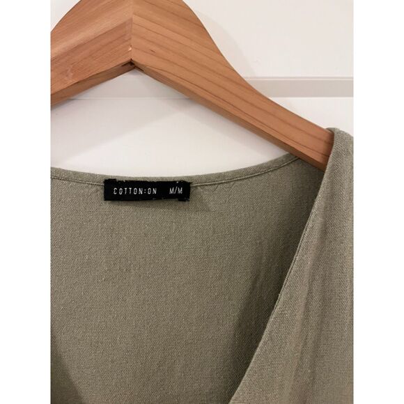 Cotton On Womens Sage Green Button Up Wide Leg Jumpsuit w. Pockets Medium - Picture 5 of 5